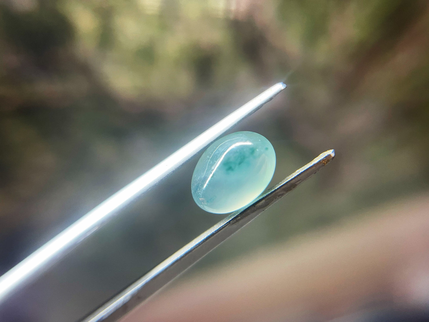 Natural Myanmar Icy Green Jade Cabochon, for Jewelry Making 2.21 Ct