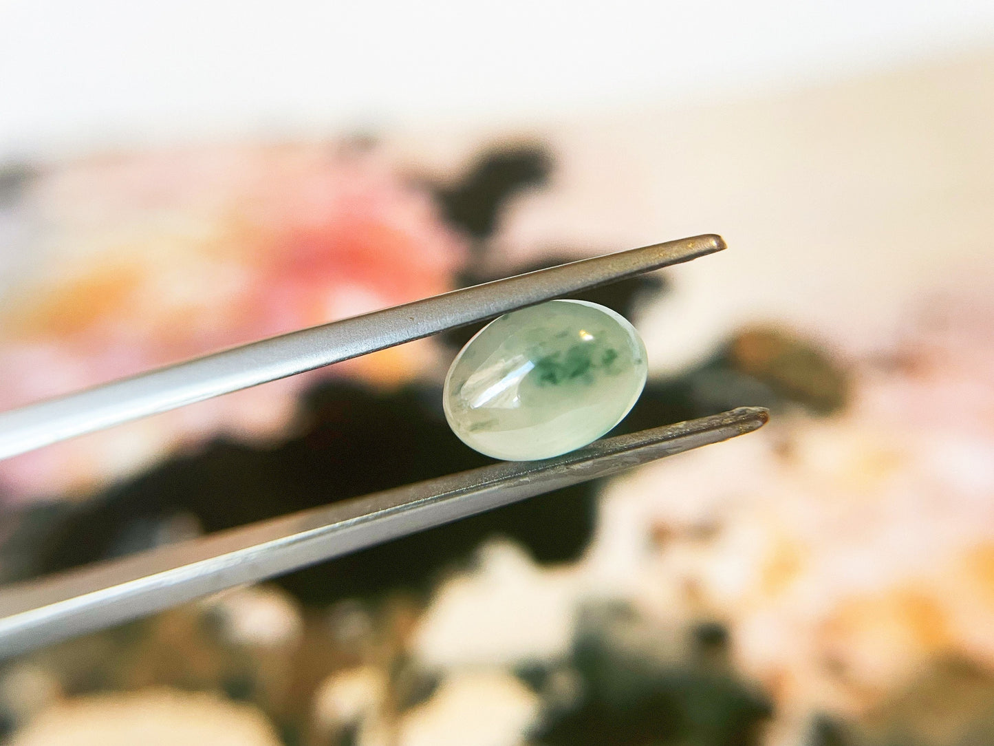 Natural Myanmar Icy Green Jade Cabochon, for Jewelry Making 2.21 Ct