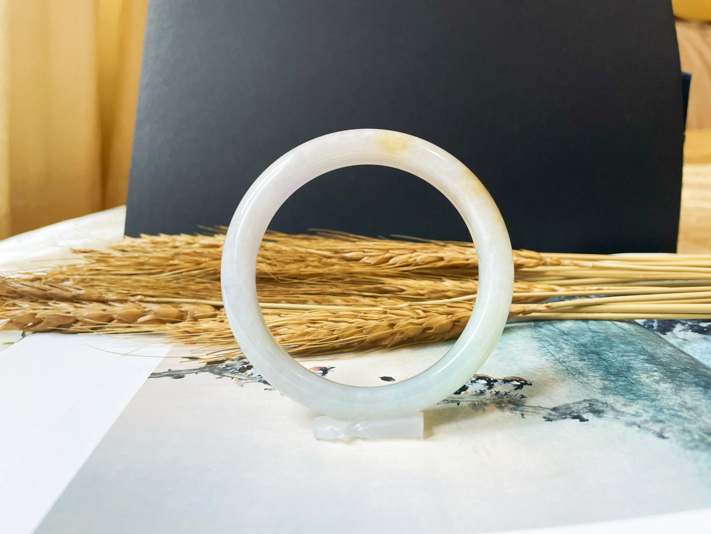 Natural Myanmar Tricolor Jade Bangle, 54.9 mm
