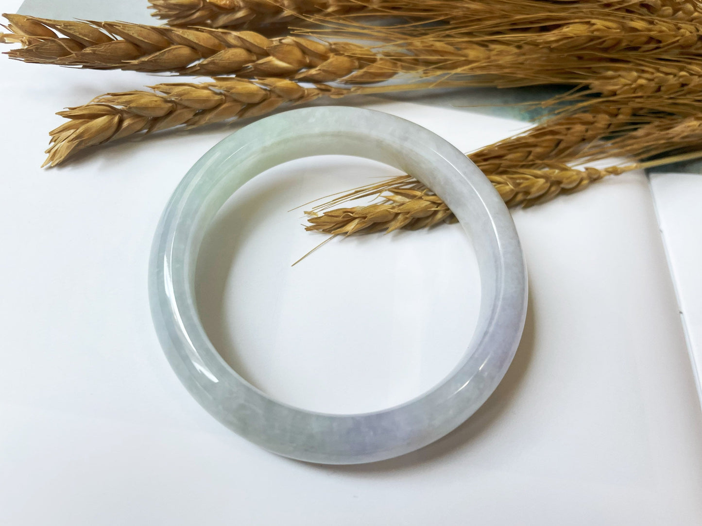Natural Myanmar Tricolor Jade Bangle, 54.9 mm