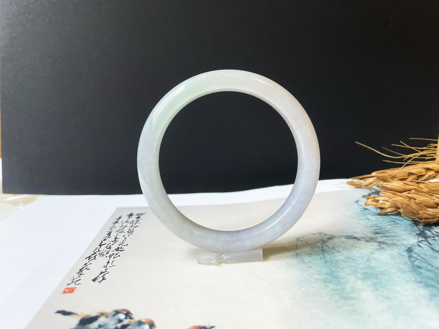 Natural Myanmar Tricolor Jade Bangle, 54.9 mm