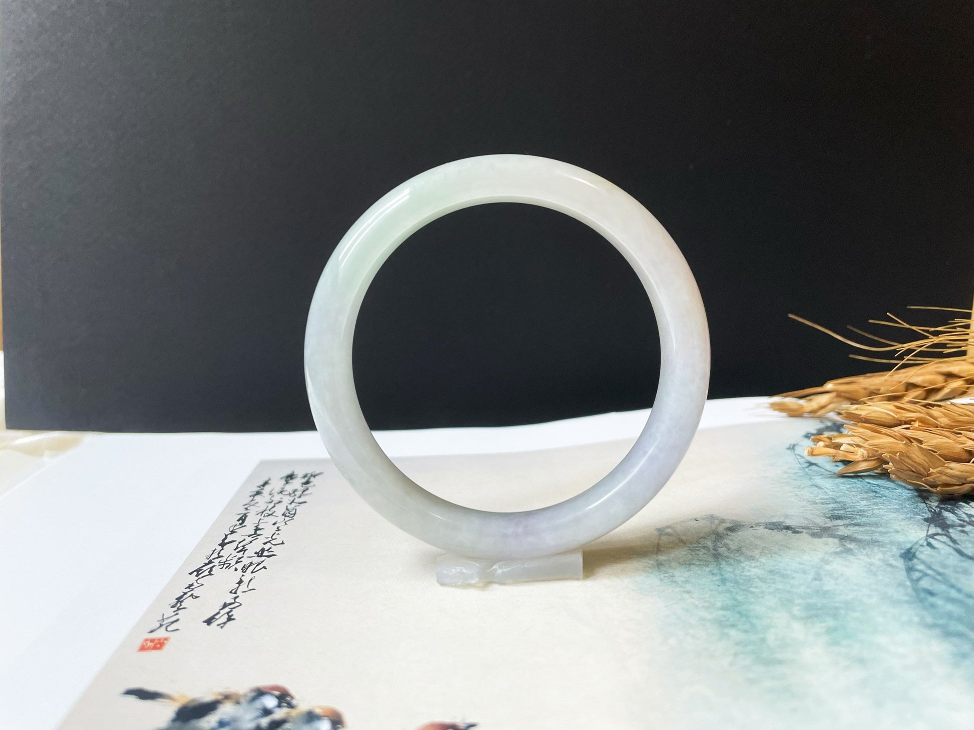 Natural Myanmar Tricolor Jade Bangle, 54.9 mm