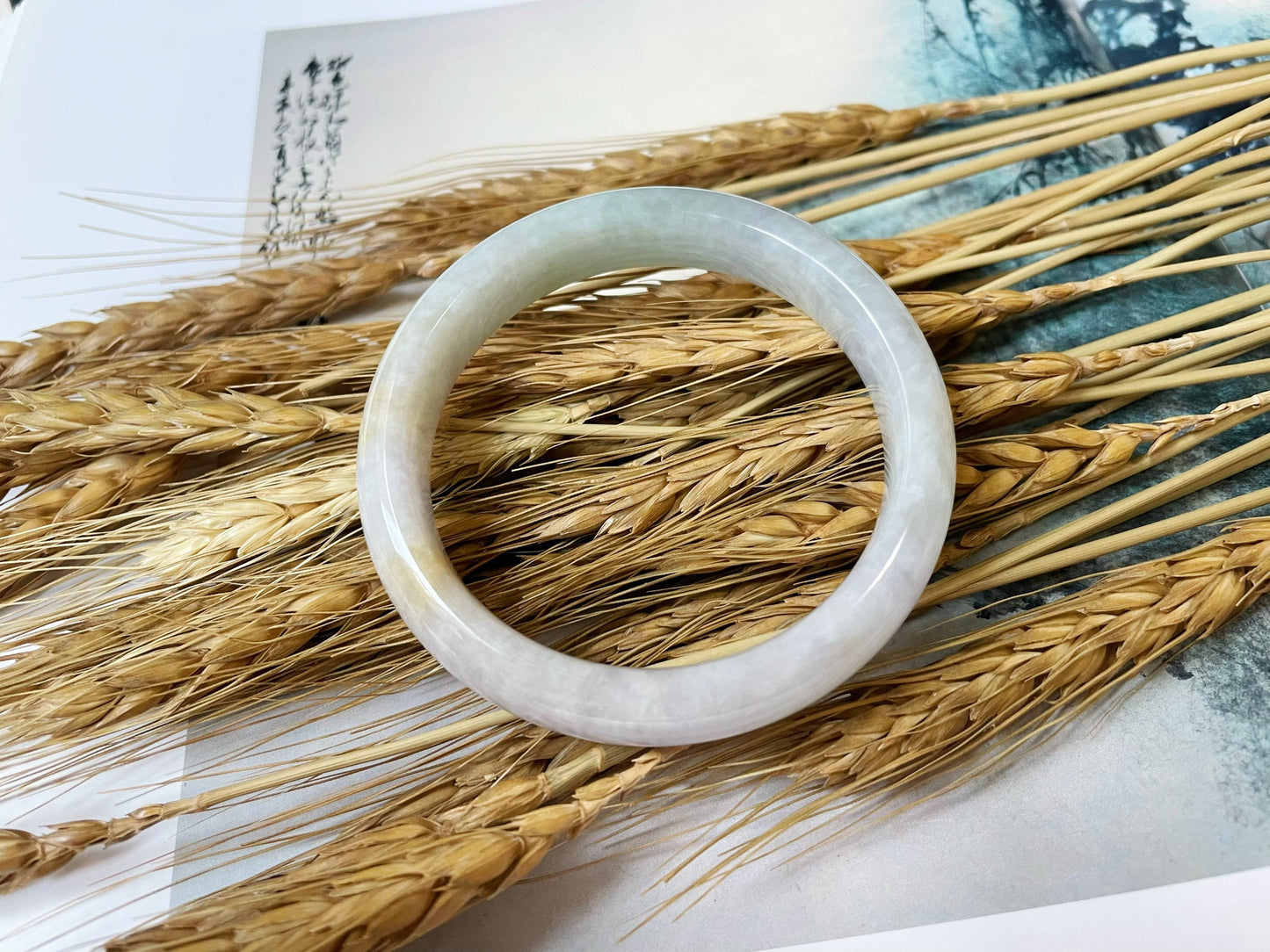 Natural Myanmar Tricolor Jade Bangle, 54.9 mm