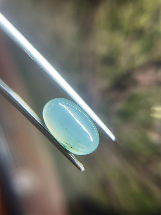 Natural Myanmar Icy Pale Green Jade Cabochon, for Jewelry Making 4.71 Ct