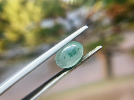Natural Myanmar Icy Green Jade Cabochon, for Jewelry Making 2.21 Ct