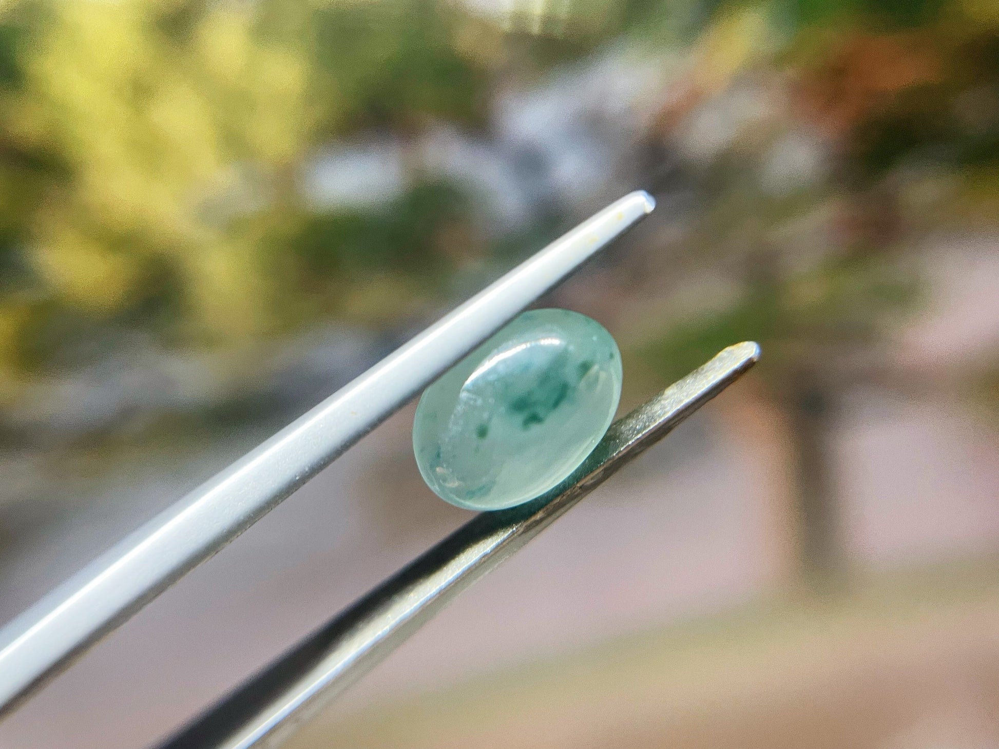 Natural Myanmar Icy Green Jade Cabochon, for Jewelry Making 2.21 Ct