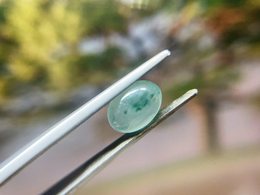 Natural Myanmar Icy Green Jade Cabochon, for Jewelry Making 2.21 Ct