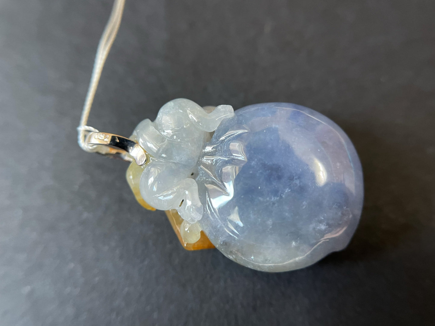 One-of-a-Kind Bicolor Jadeite Monkey, 18K White Gold Diamond Necklace, Natural Myanmar Art Jewelry, Rare Dual-Tone Gemstone, Artisan Gift