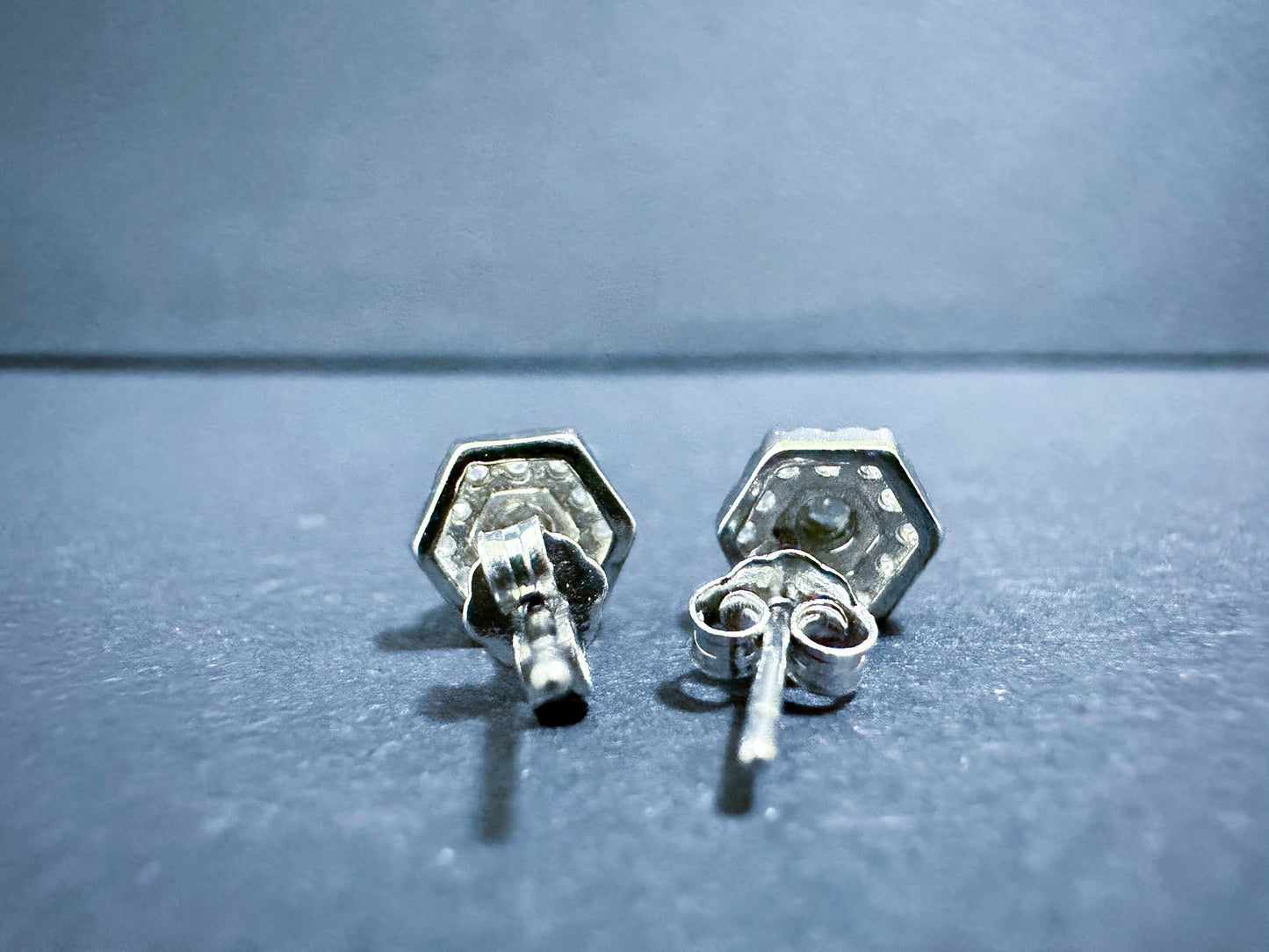 Imperial Green Jadeite Earrings: Sterling Silver Hexagon Studs