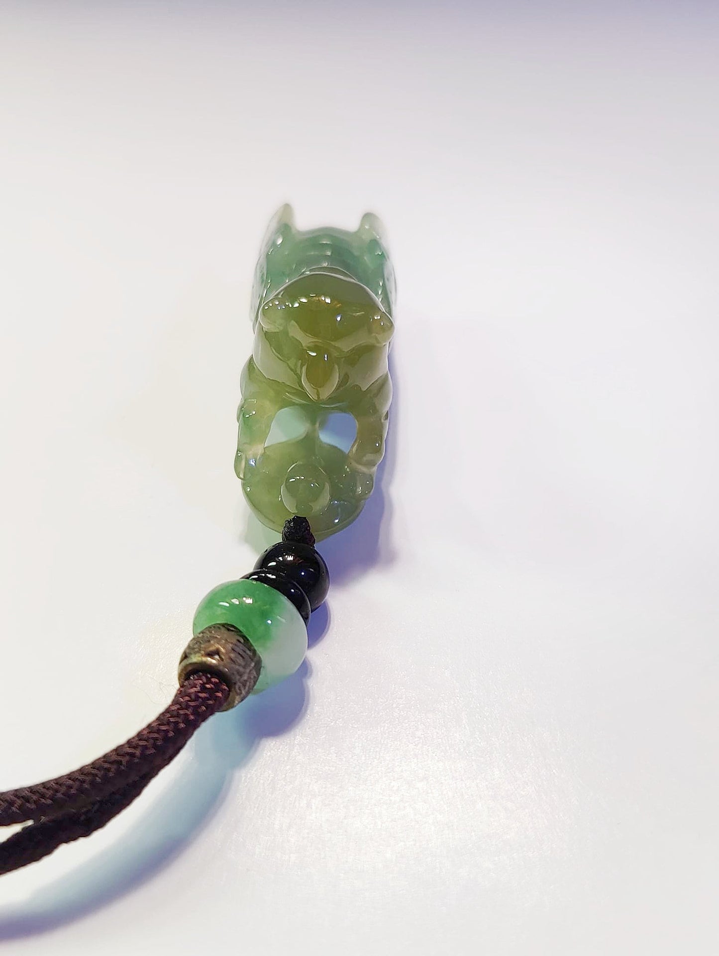Natural Tricolor Jade Pendant - Hand Carved Cicada Charm with Icy Green Yellow White Jade