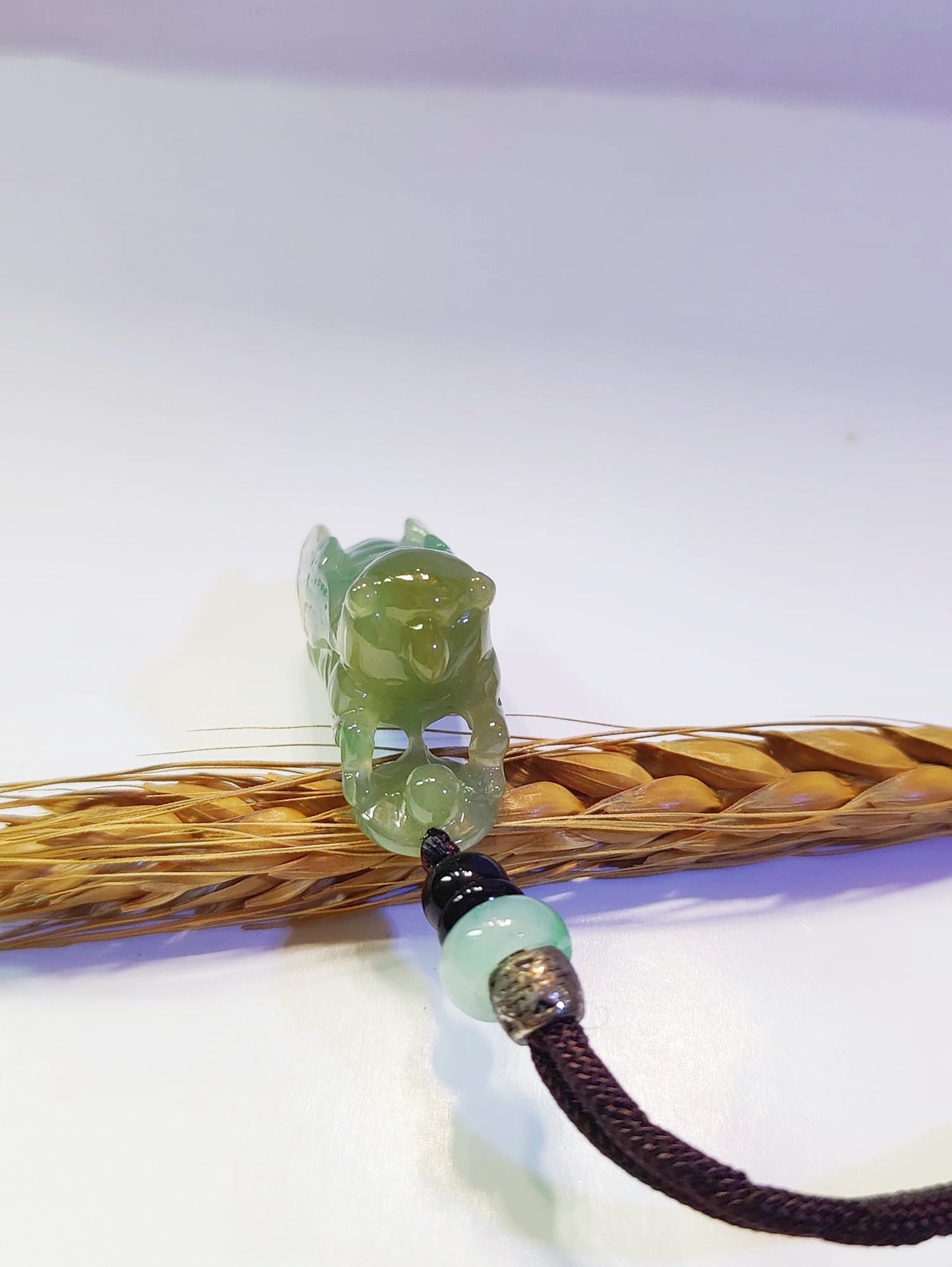 Natural Tricolor Jade Pendant - Hand Carved Cicada Charm with Icy Green Yellow White Jade