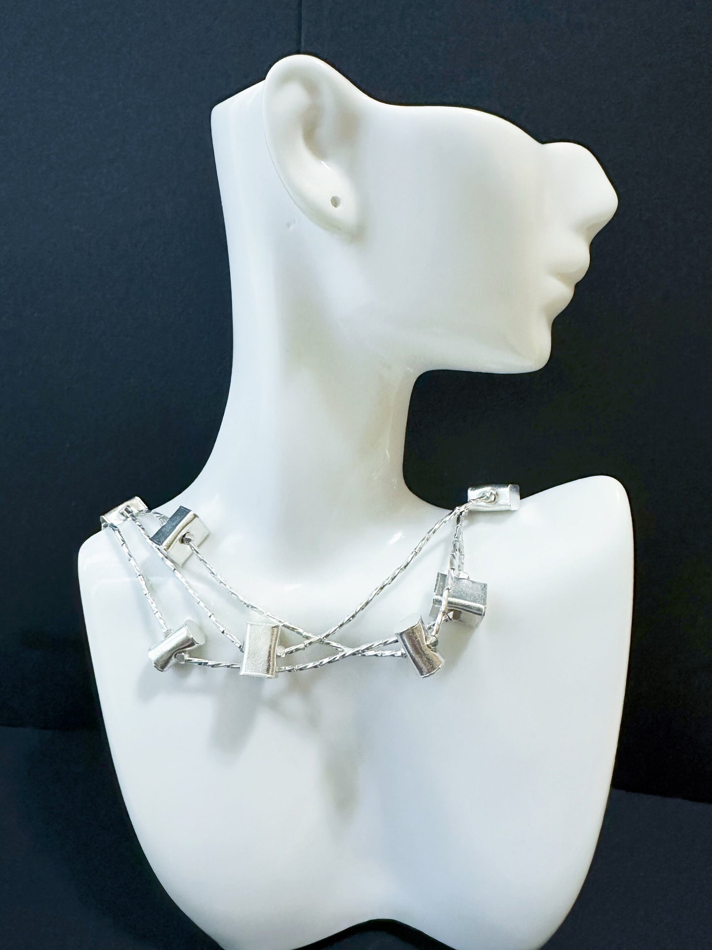 Handmade Multiple Layered Geometric Sterling Silver Necklace