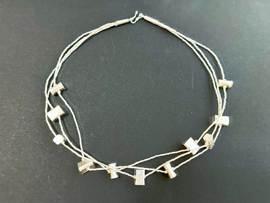 Handmade Multiple Layered Geometric Sterling Silver Necklace