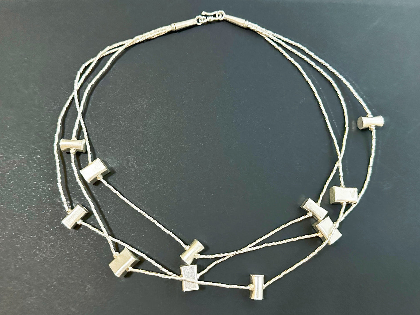 Handmade Multiple Layered Geometric Sterling Silver Necklace