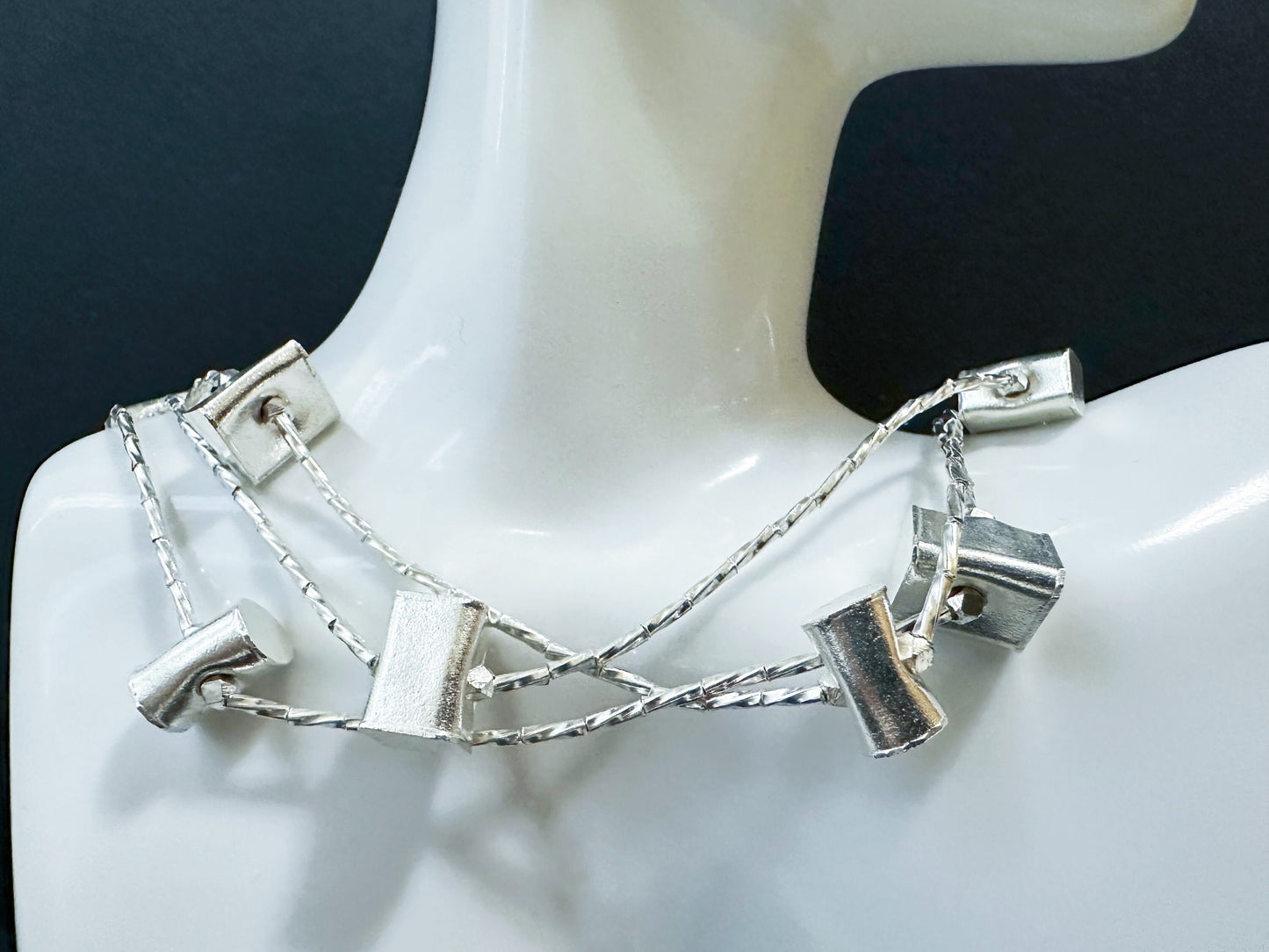 Handmade Multiple Layered Geometric Sterling Silver Necklace