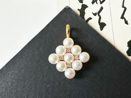 Akoya Pearl 18K Gold Diamond Pendant