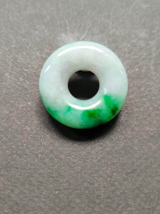 A-Grade Type A Natural Vivid Gradient Green Halo Donut Jadeite, Round Circle Jade Pendant