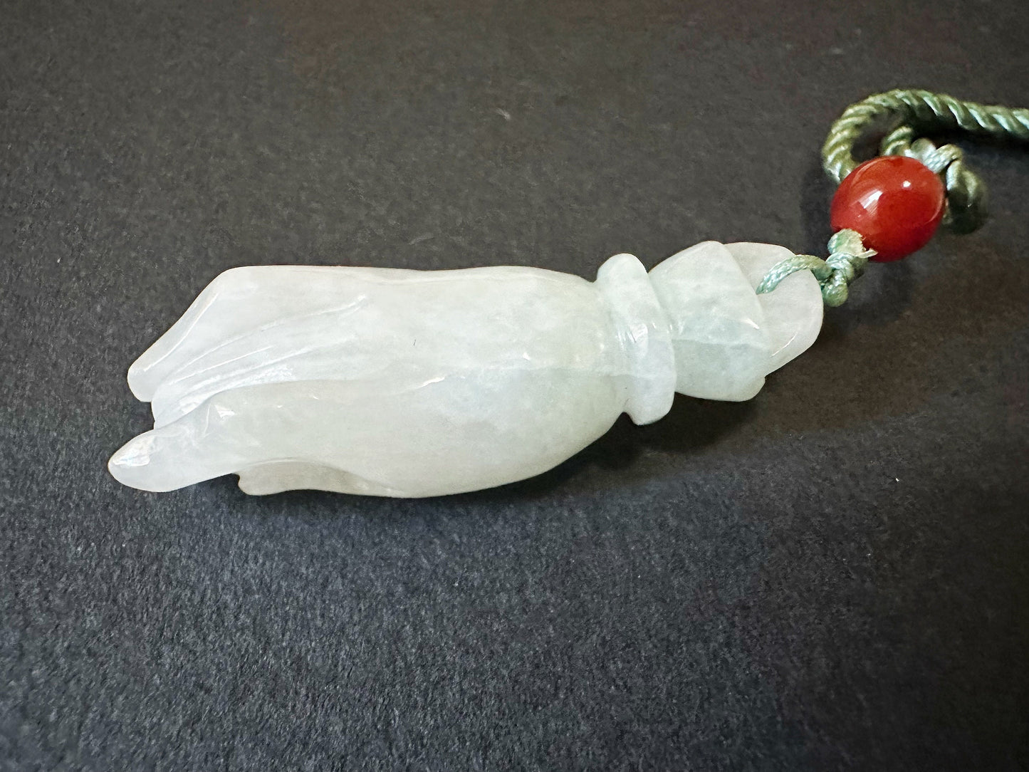 Natural Myanmar Buddha Hand White Jade with Green Tint Pendant Necklace