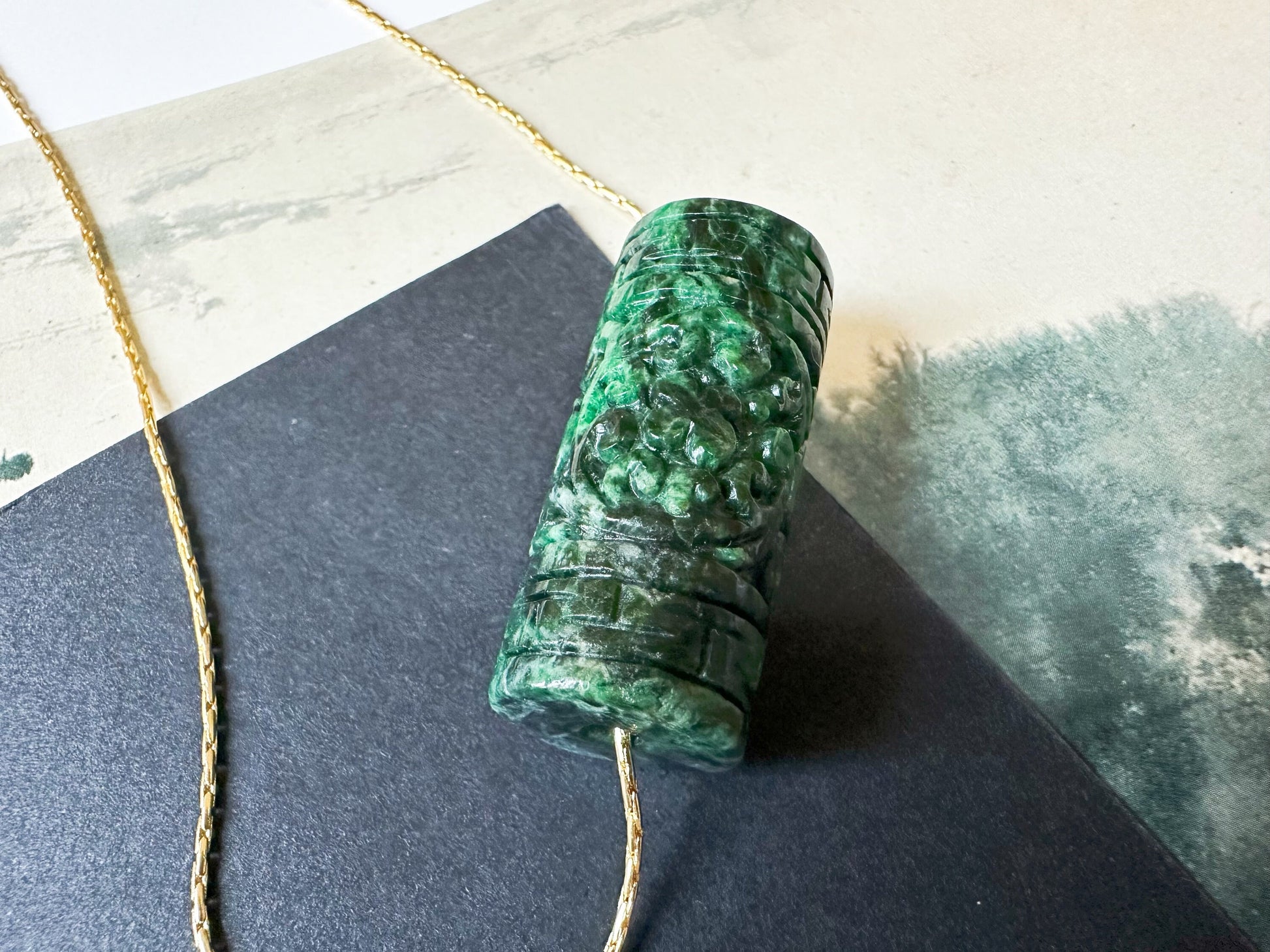 Natural Myanmar Intense Green Jade Pendant