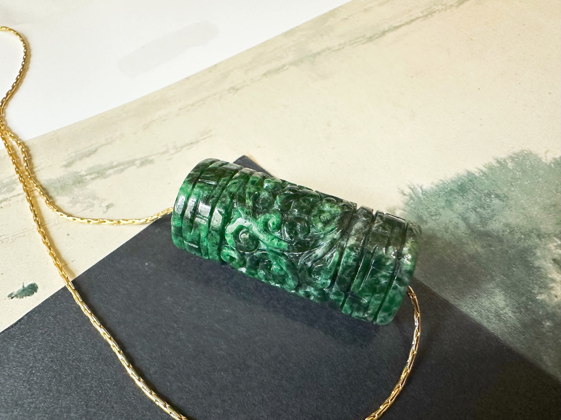 Natural Myanmar Intense Green Jade Pendant