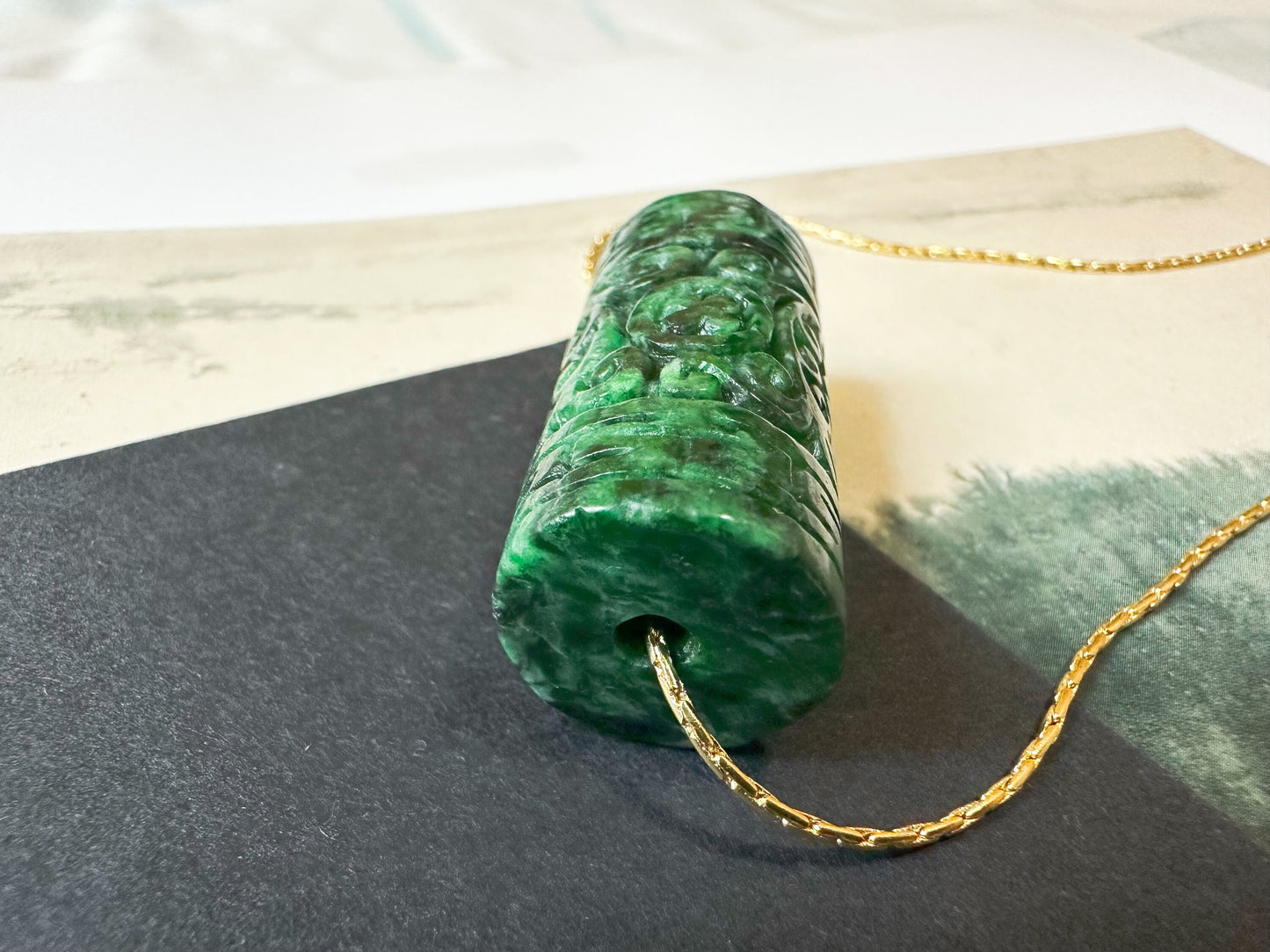 Natural Myanmar Intense Green Jade Pendant