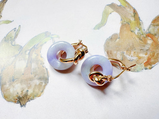 Lavender Jade Donut Drop Earrings