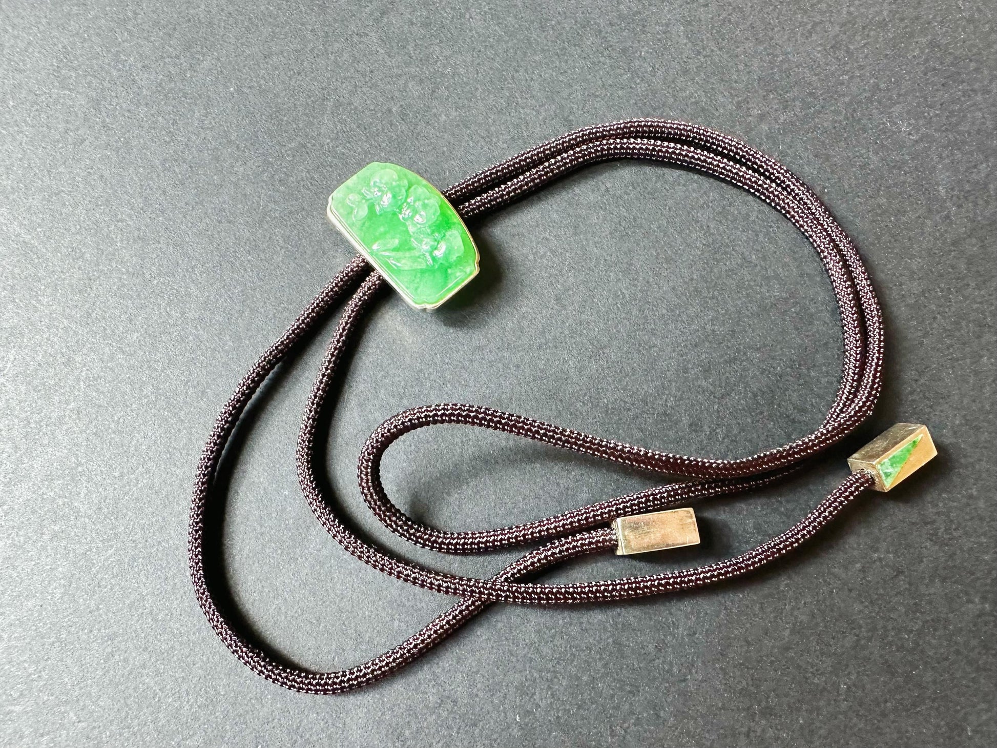 Natural Myanmar Vivid Green Jade Handcrafted Orchid Flower Pendant Necklace with Cord in 925 Silver