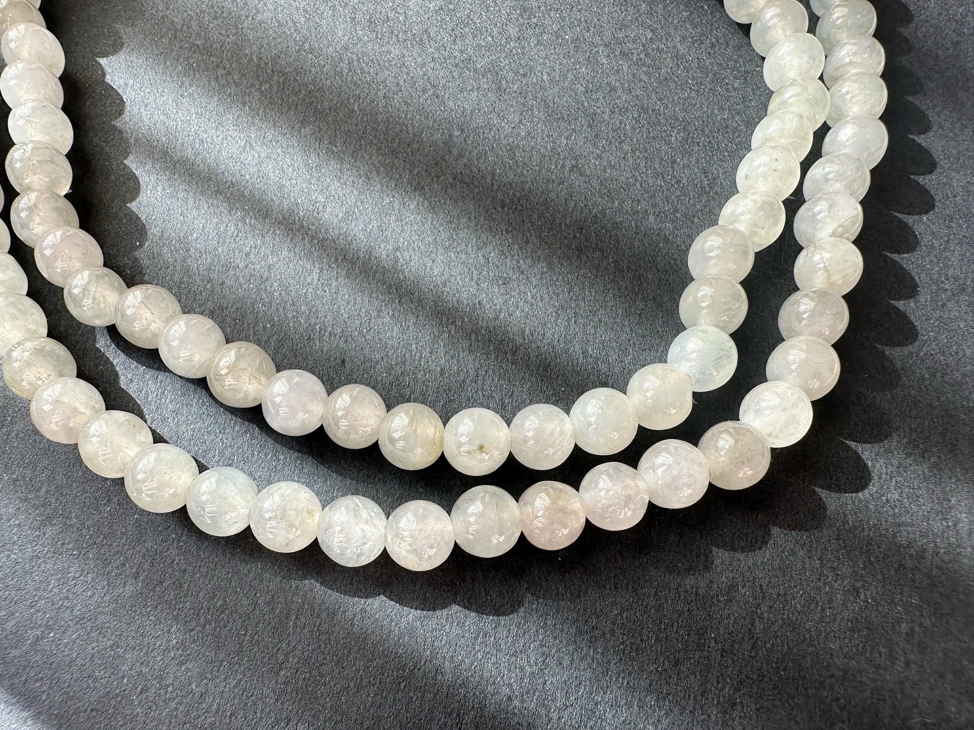Natural Myanmar Icy Type Jade Beaded Long Necklace, 108 beads