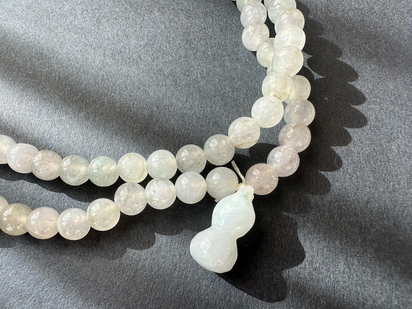 Natural Myanmar Icy Type Jade Beaded Long Necklace, 108 beads