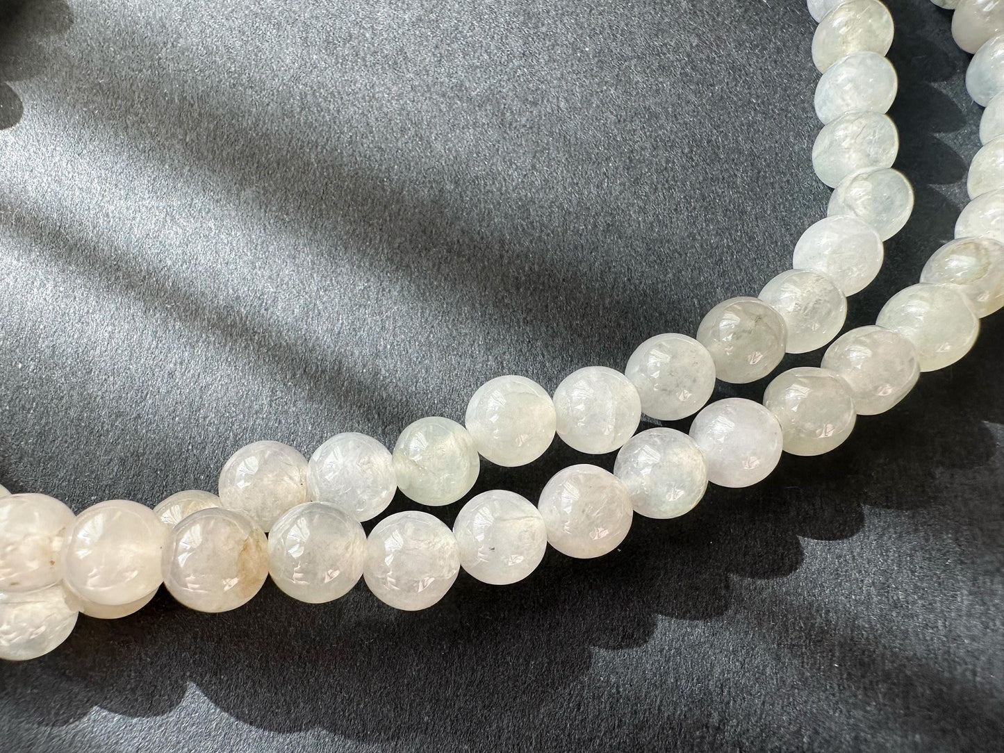 Natural Myanmar Icy Type Jade Beaded Long Necklace, 108 beads