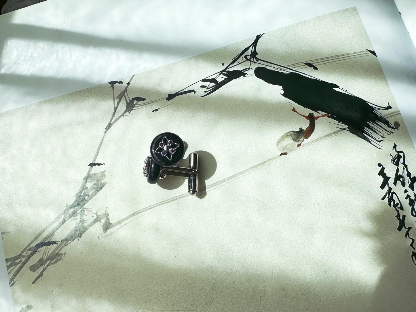 Black Jadeite Cufflinks • Sterling Silver 925 • Blue Zircon Accent • Modern Executive Cuff Links • Mens Luxury Gift • Handmade in Hong Kong