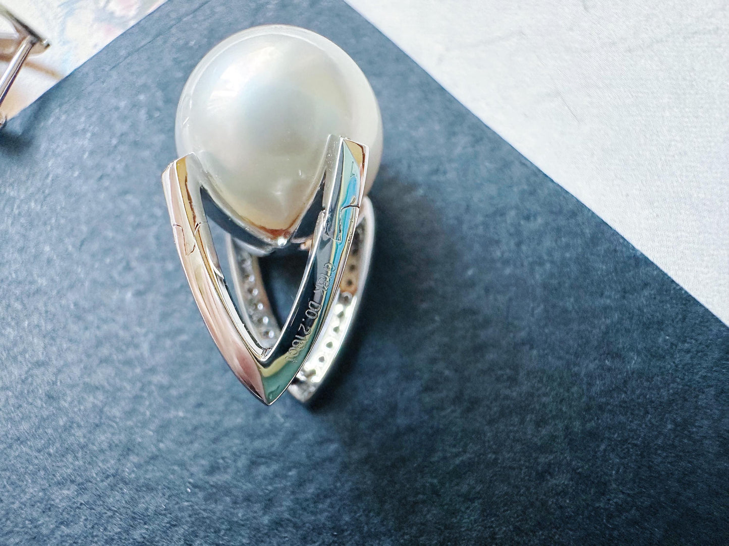 Natural Australian South Sea Pearl Earrings 18k White Gold, 11.9mm Round White Pearl Drop Earrings with Diamonds, Luxury Fine Jewelry Gift