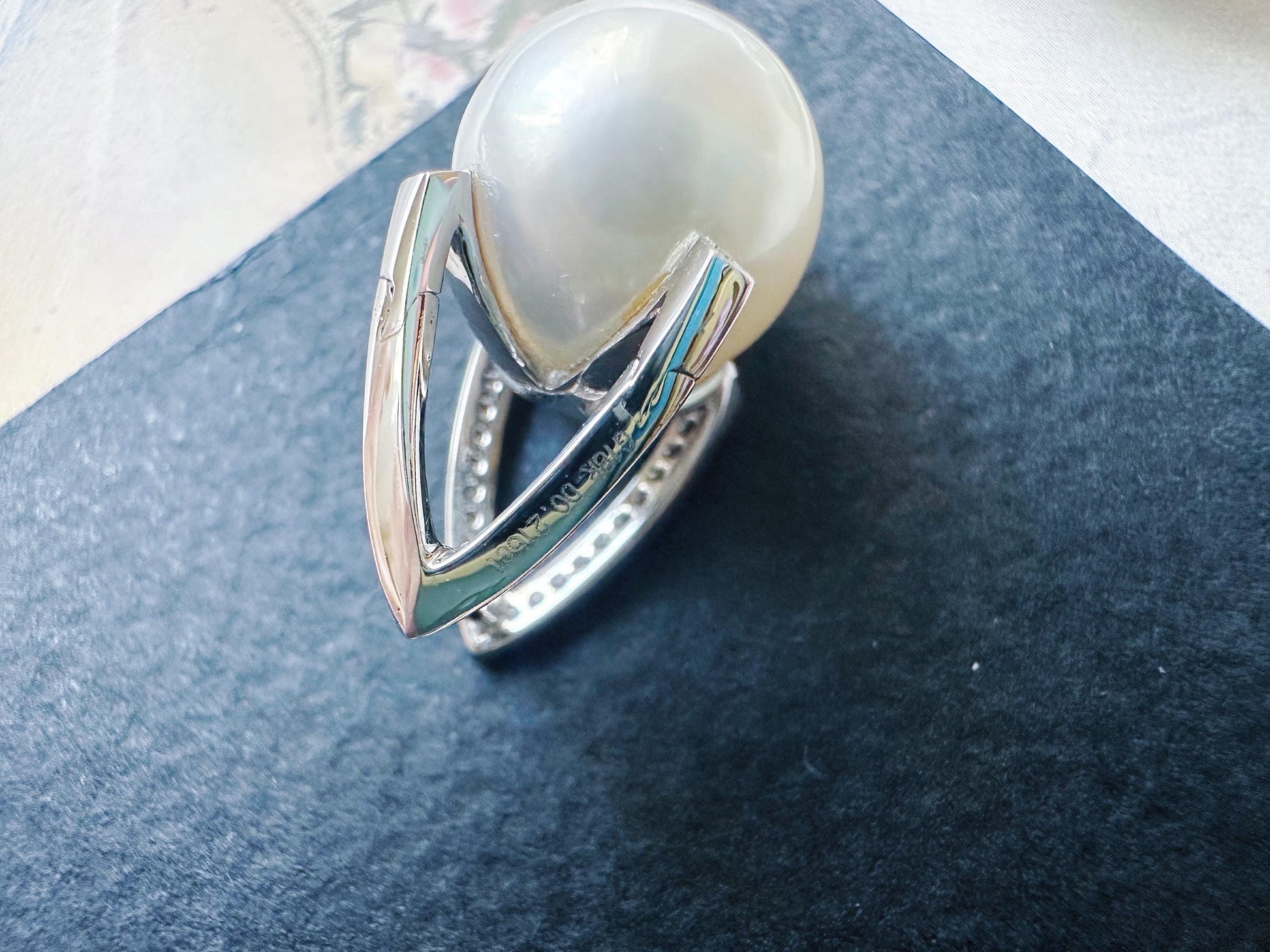Natural Australian South Sea Pearl Earrings 18k White Gold, 11.9mm Round White Pearl Drop Earrings with Diamonds, Luxury Fine Jewelry Gift