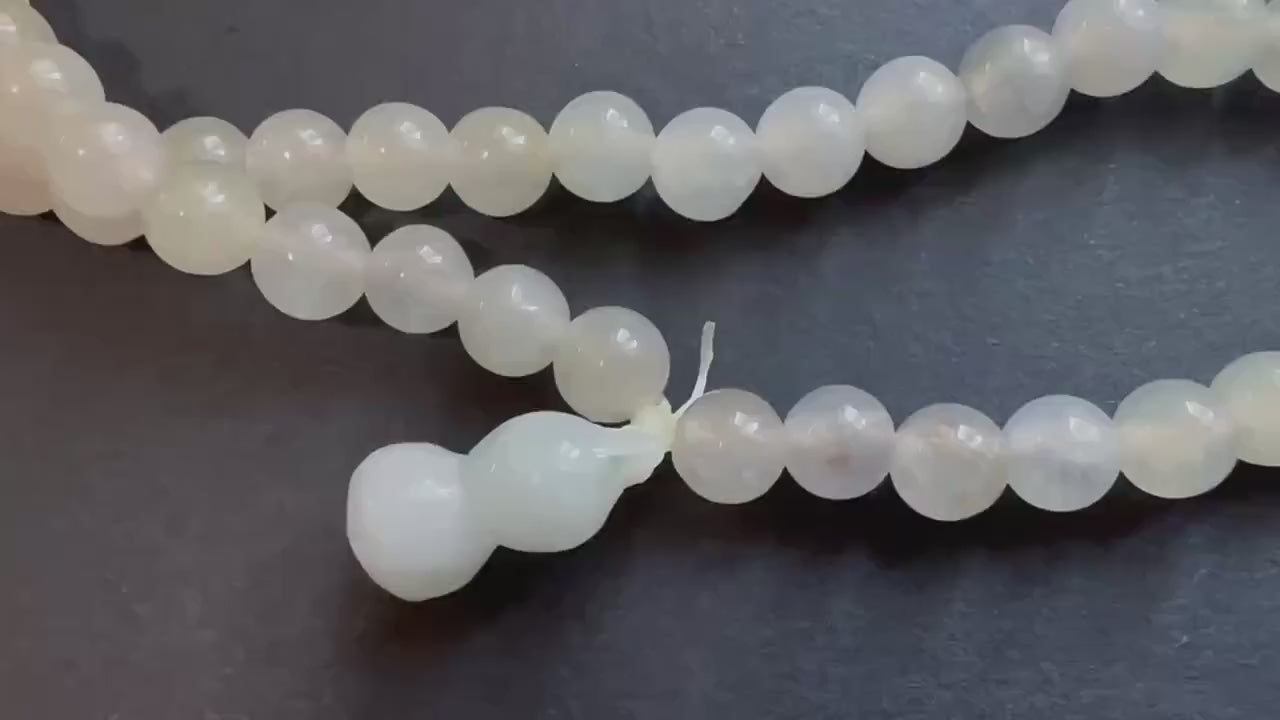 Natural Myanmar Icy Type Jade Beaded Long Necklace, 108 beads
