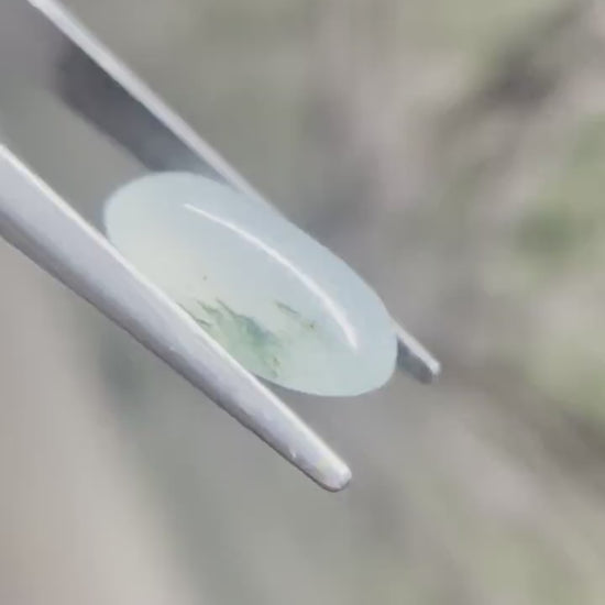 Natural Myanmar Icy Pale Green Jade Cabochon, for Jewelry Making 4.71 Ct