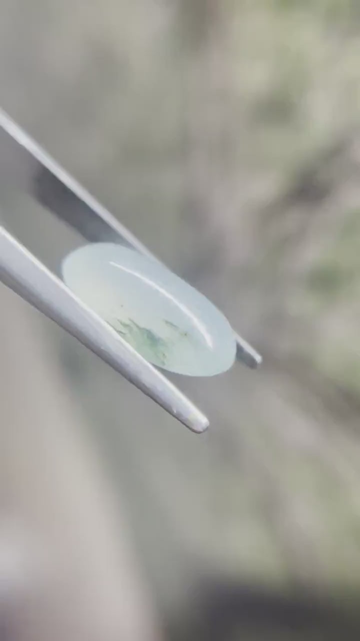 Natural Myanmar Icy Pale Green Jade Cabochon, for Jewelry Making 4.71 Ct