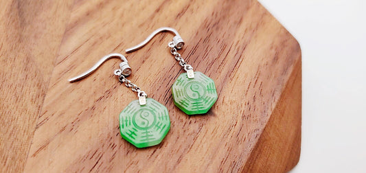 Green Jadeite Fortune Drop Earrings