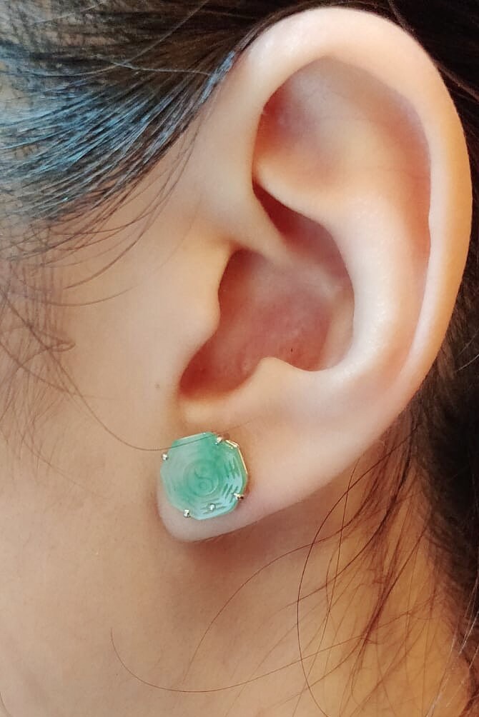 Vivid Green Jadeite Earrings