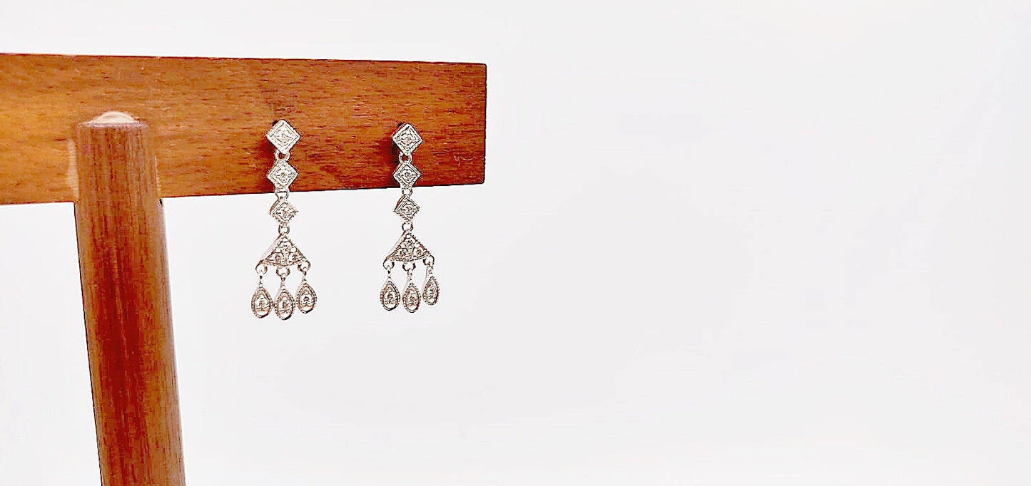 Diamond Chandelier Drop Earrings in 18K White Gold