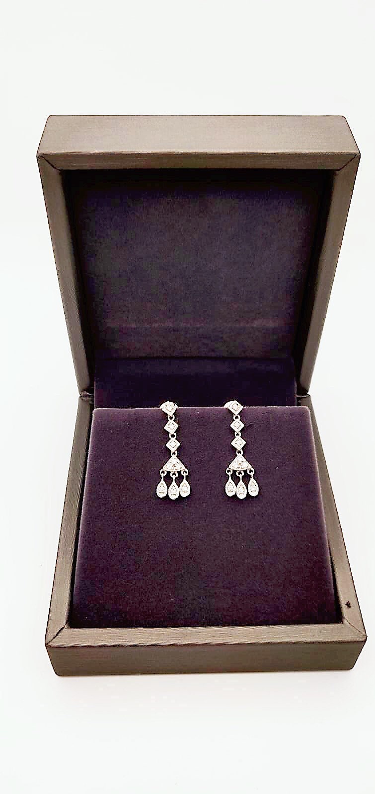 Diamond Chandelier Drop Earrings in 18K White Gold