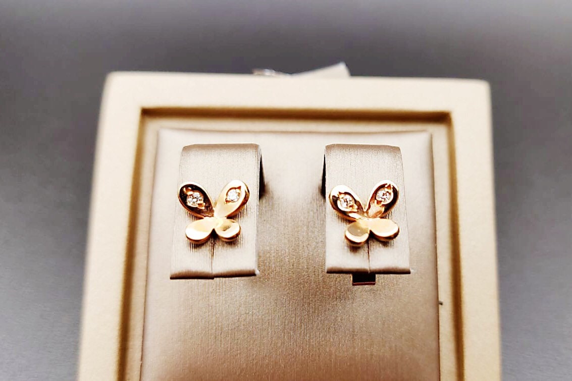 Dainty Rose Gold Butterfly Diamond Ear Studs