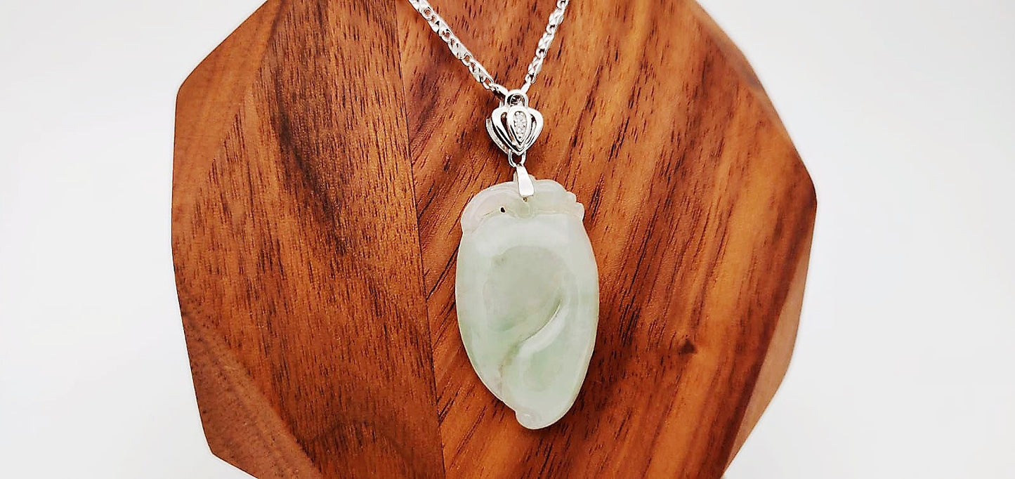 Milky Green Heart Shape Jadeite Pendant