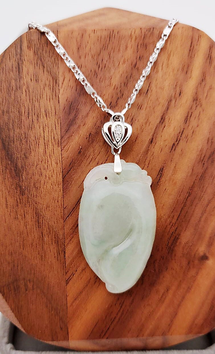 Milky Green Heart Shape Jadeite Pendant