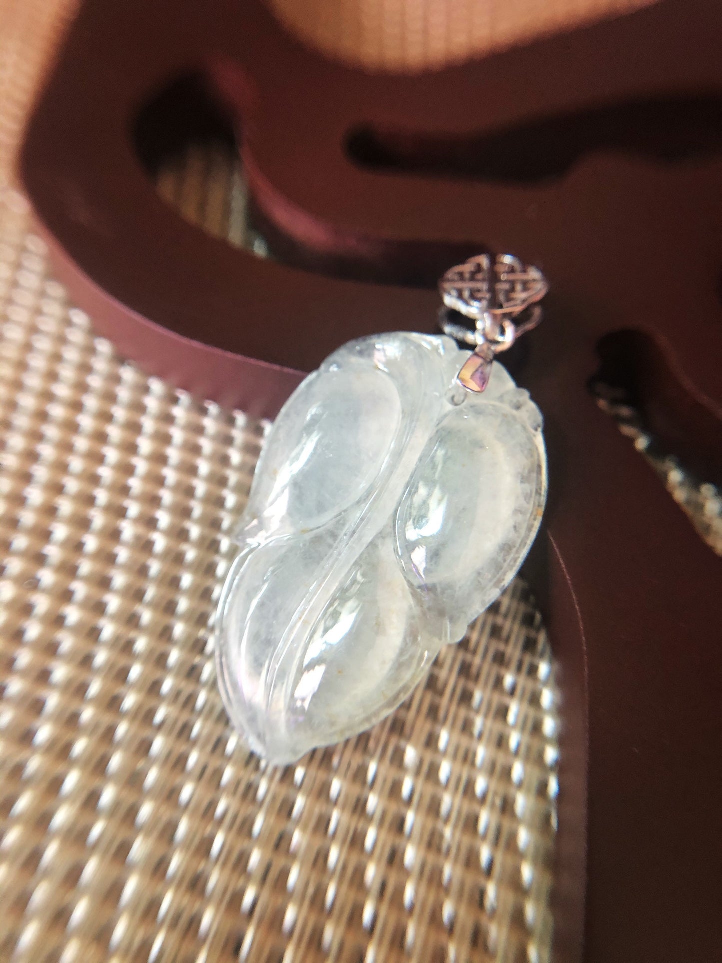 Icy Jadeite Leaf Pendant