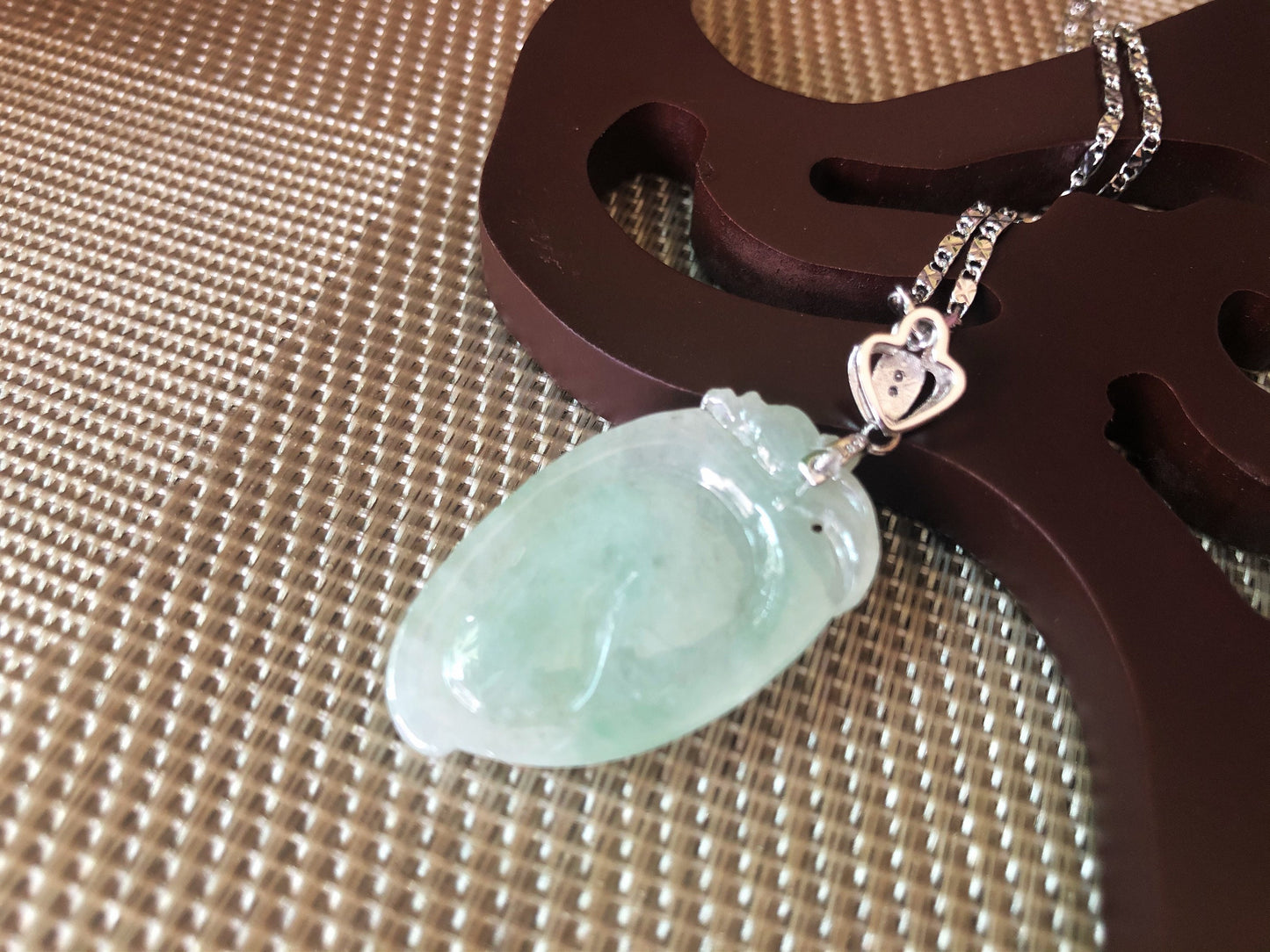 Milky Green Heart Shape Jadeite Pendant