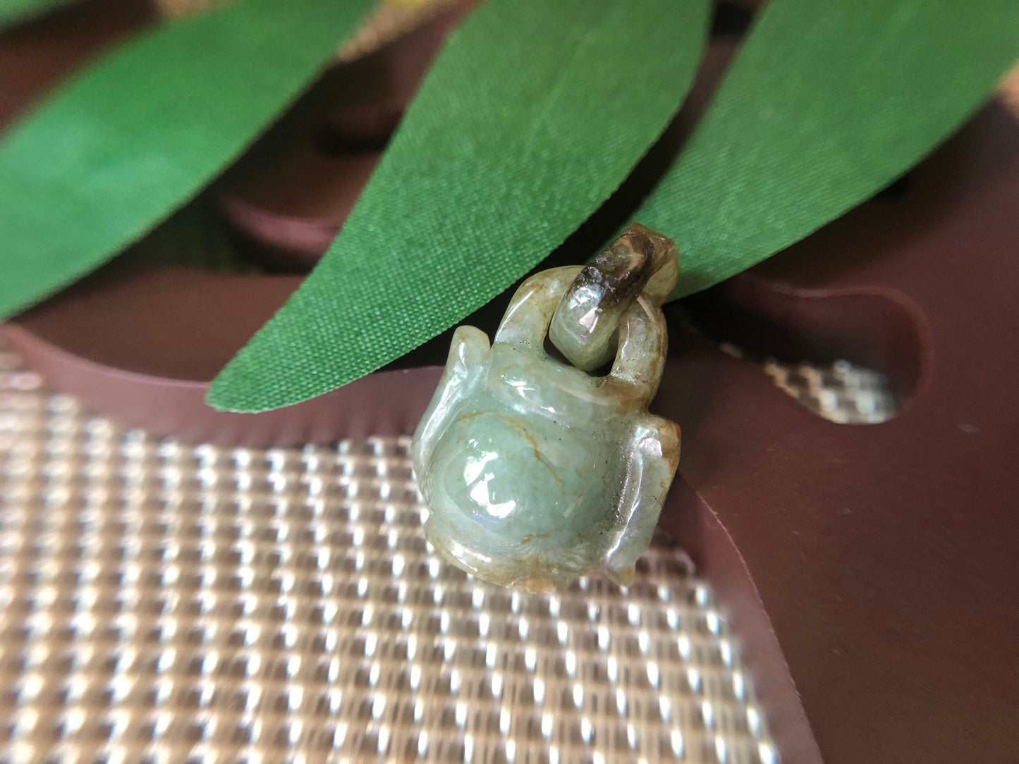 Moss Green Jadeite Jade Teapot Pendant