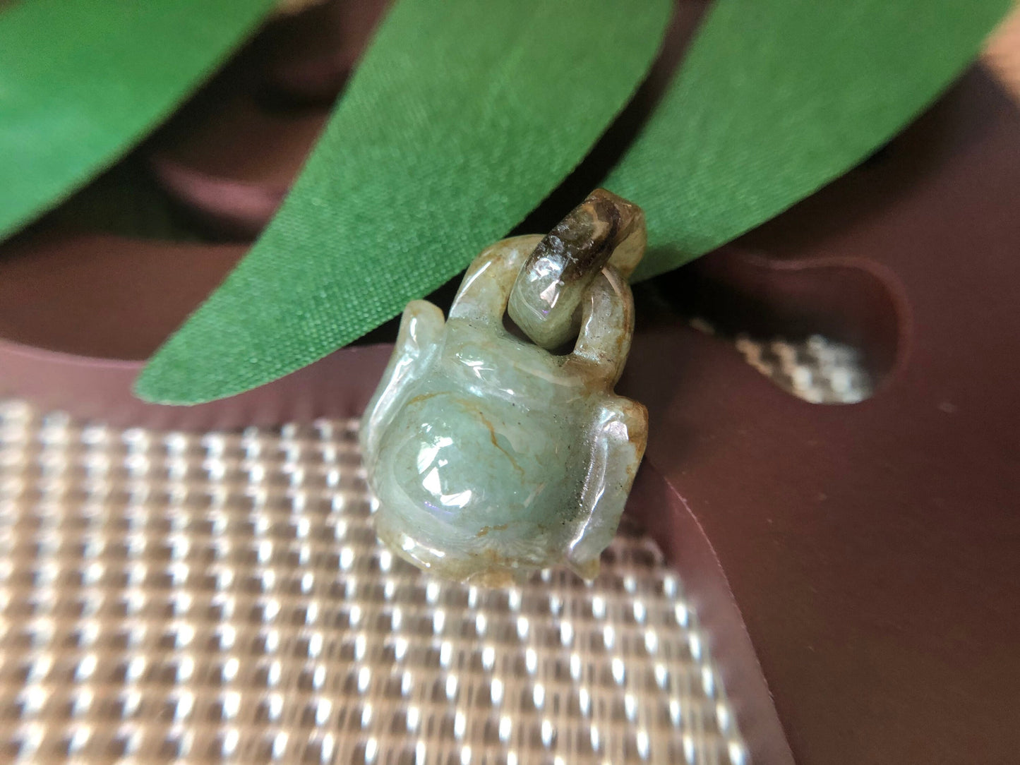 Moss Green Jadeite Jade Teapot Pendant