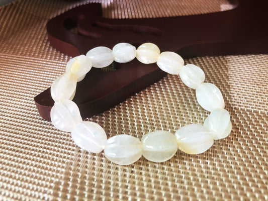 Jadeite Carved Carambola Bead Bracelet