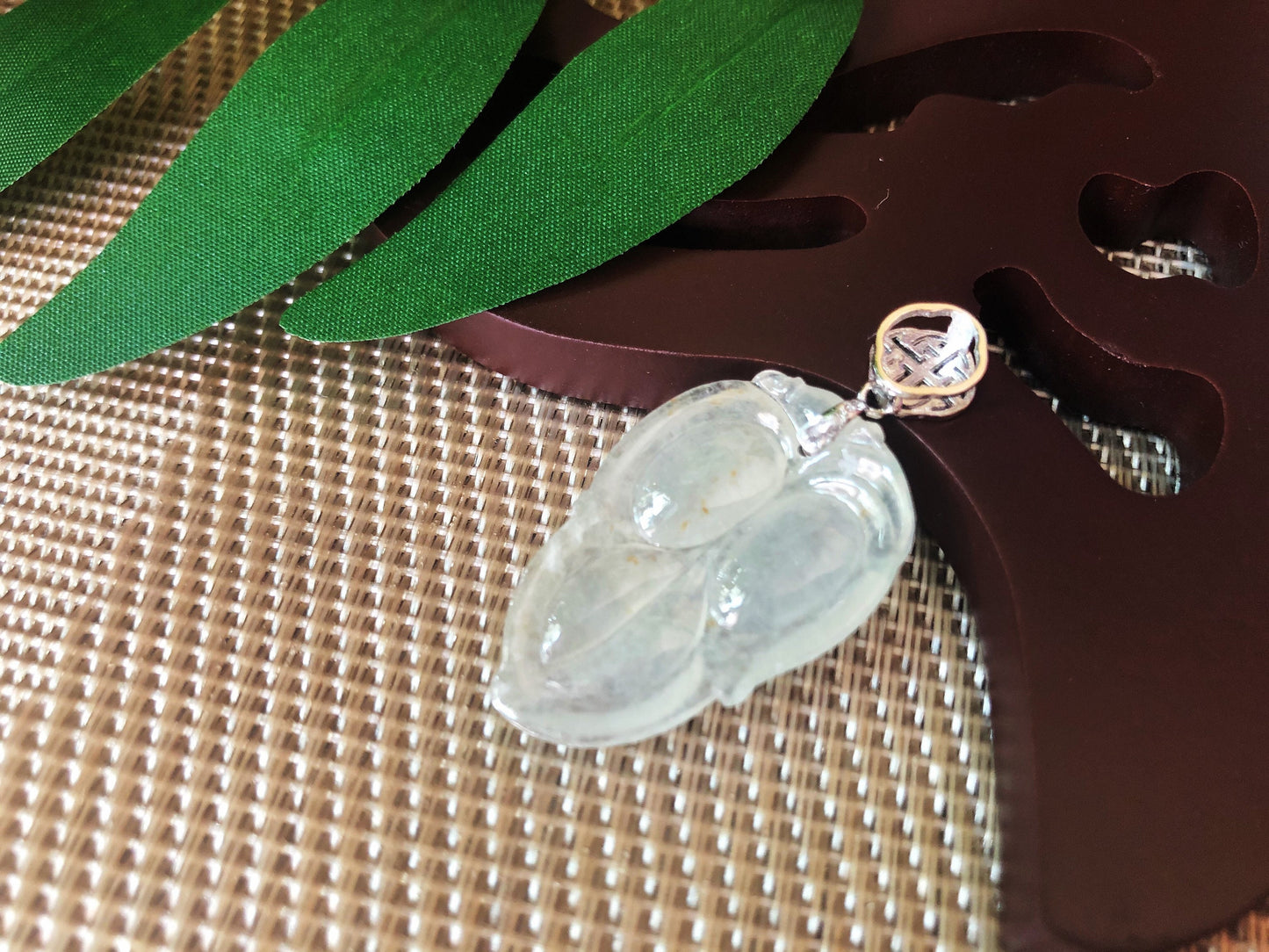 Icy Jadeite Leaf Pendant