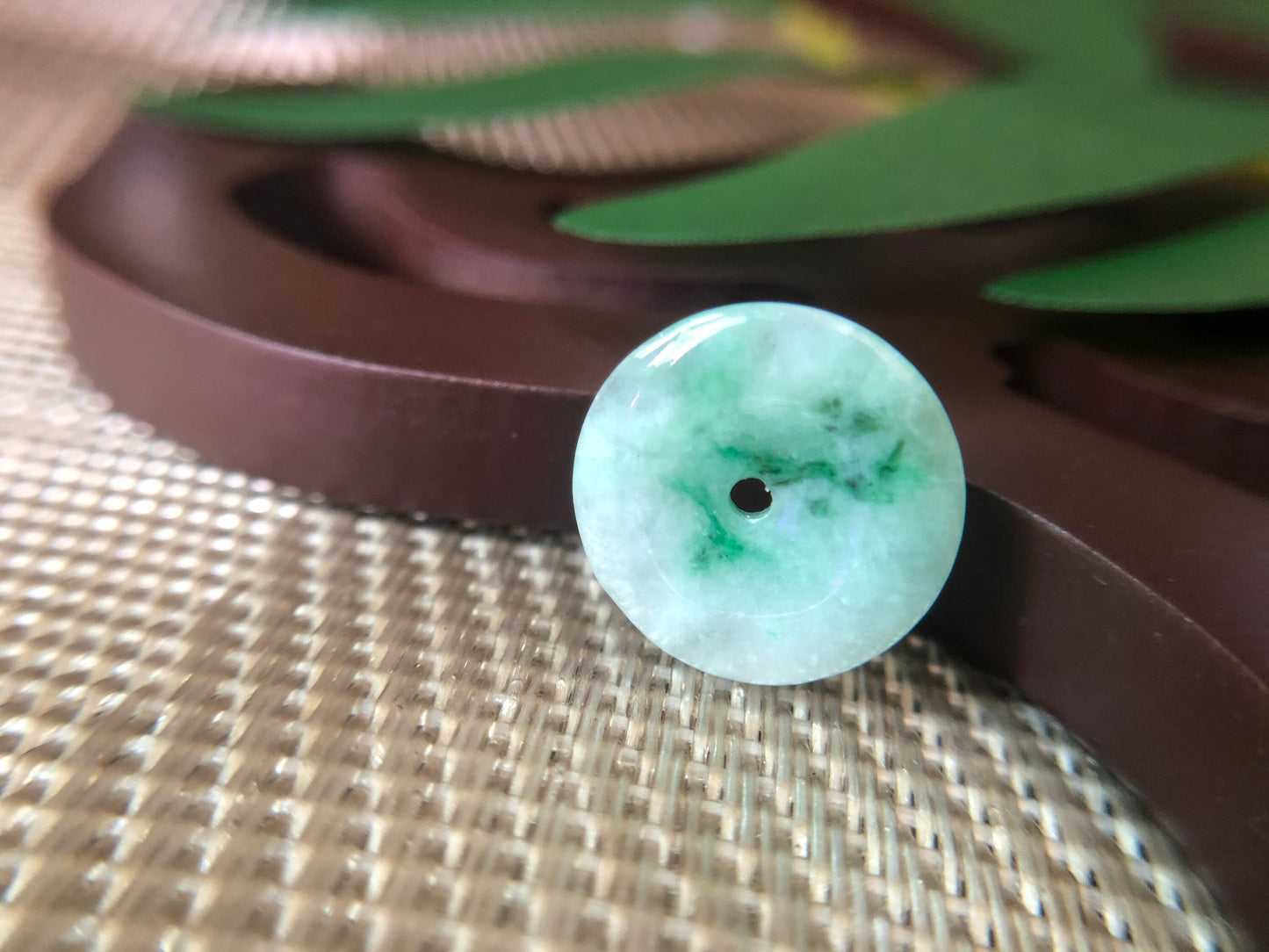 Natural Moss on Snow Halo Jadeite Pendant